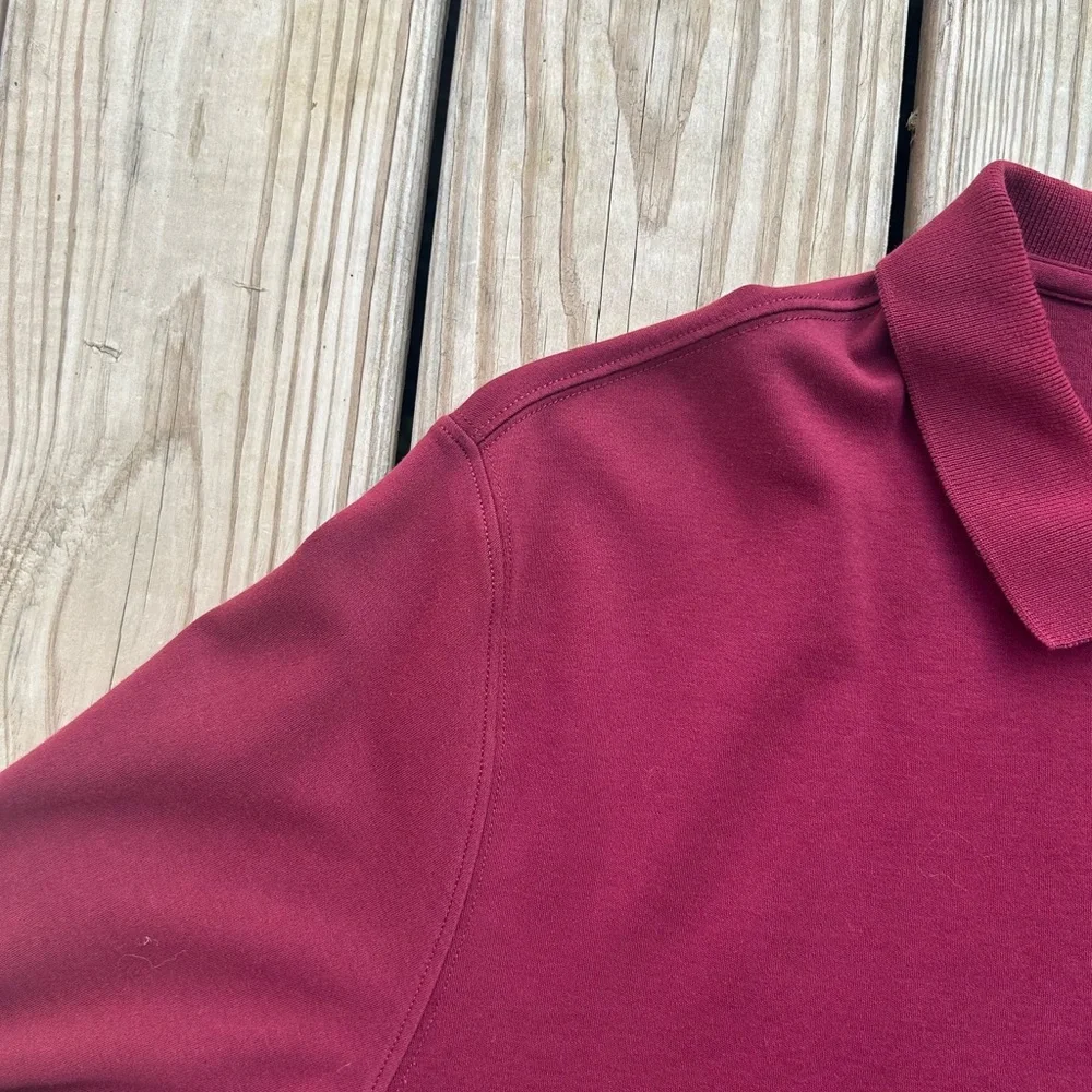 LANDS' END Rugby Shirt Men XL 46-48‎ Red Long Sleeve Polo Shirt